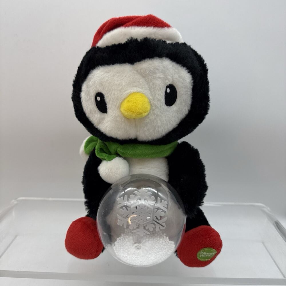 Animatronics Penguin plush with fiber optic snow globe - Works Great See Video